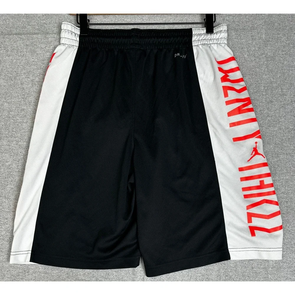 Air Jordan Takeover Basketball Shorts L Black White Orange Dri-FIT Mesh Spellout